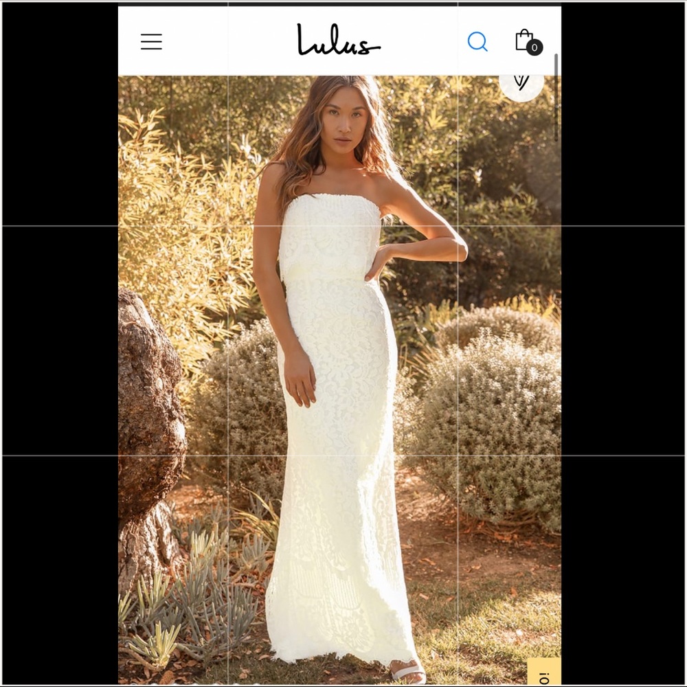 Lulu's White Strapless Lace Wedding Dress